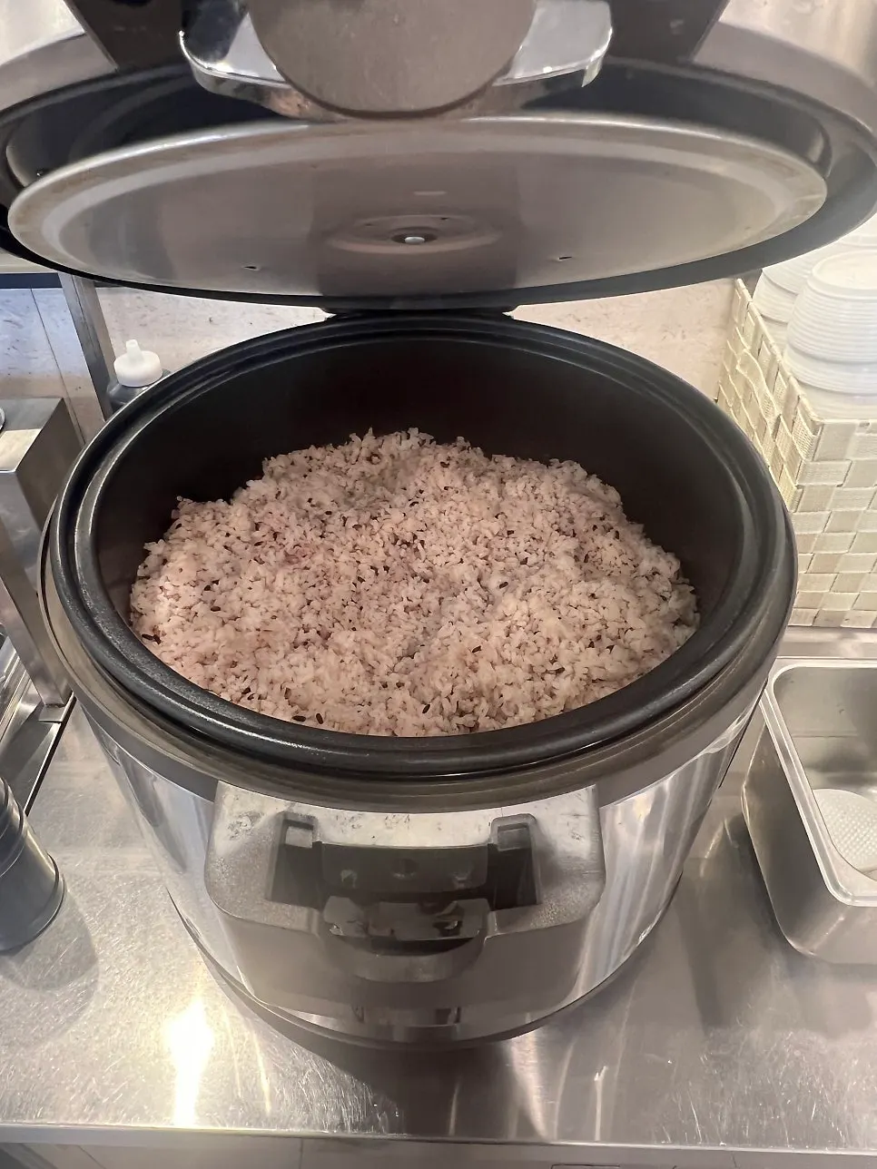 Unlimited rice corner at the self-serve bar