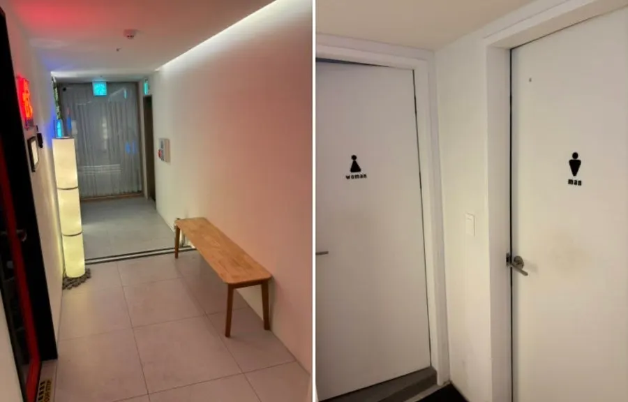 Basement-level entrance corridor to Ikki Roll Katsu Garosu-gil Main Branch