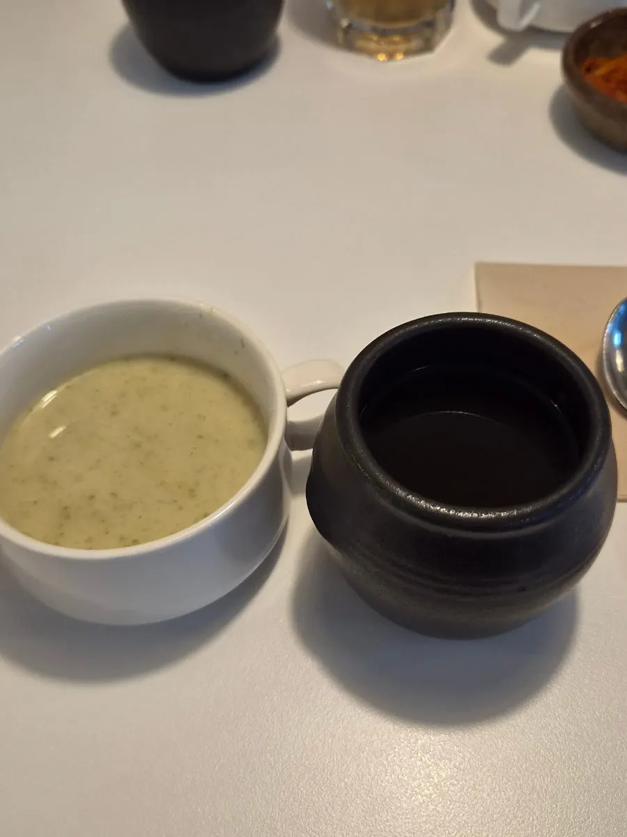 Broccoli cream soup taken from the self-bar
