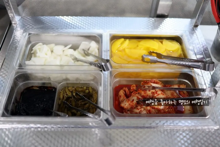 Homemade kimchi and onion side dishes