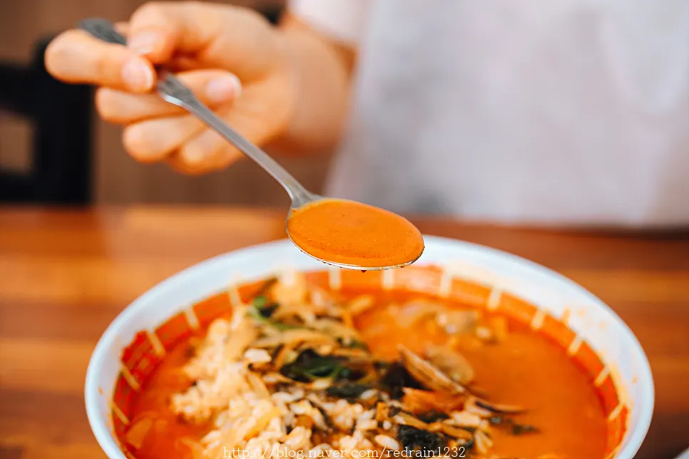 A spoonful of siraegi and bone broth