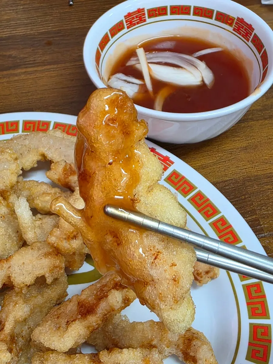 A plate of mini sweet-and-sour pork