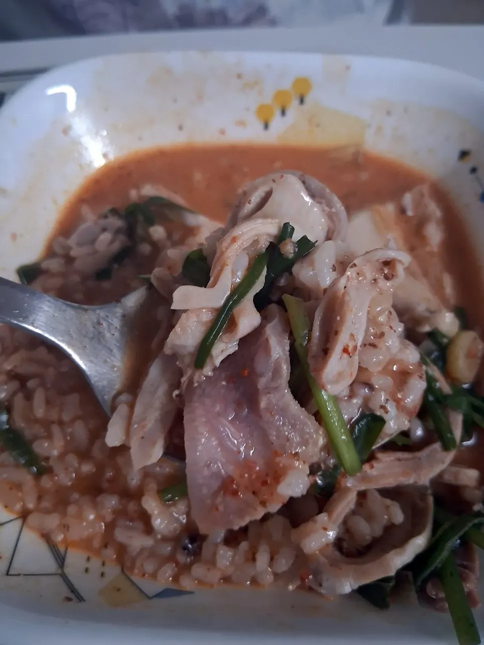 Osori gukbap broth with dried radish greens