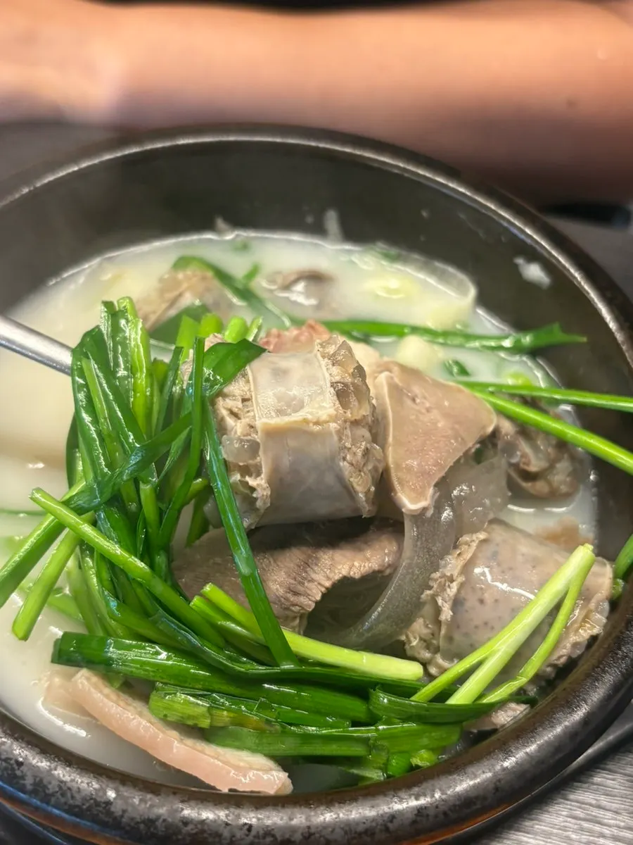 A steaming bowl of gukbap