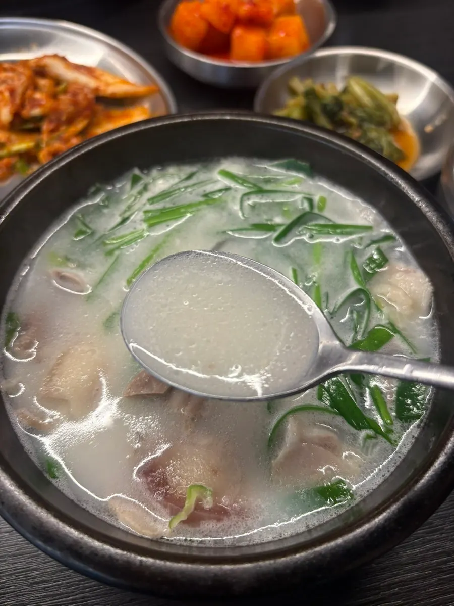 Pork gukbap with flat glass noodles