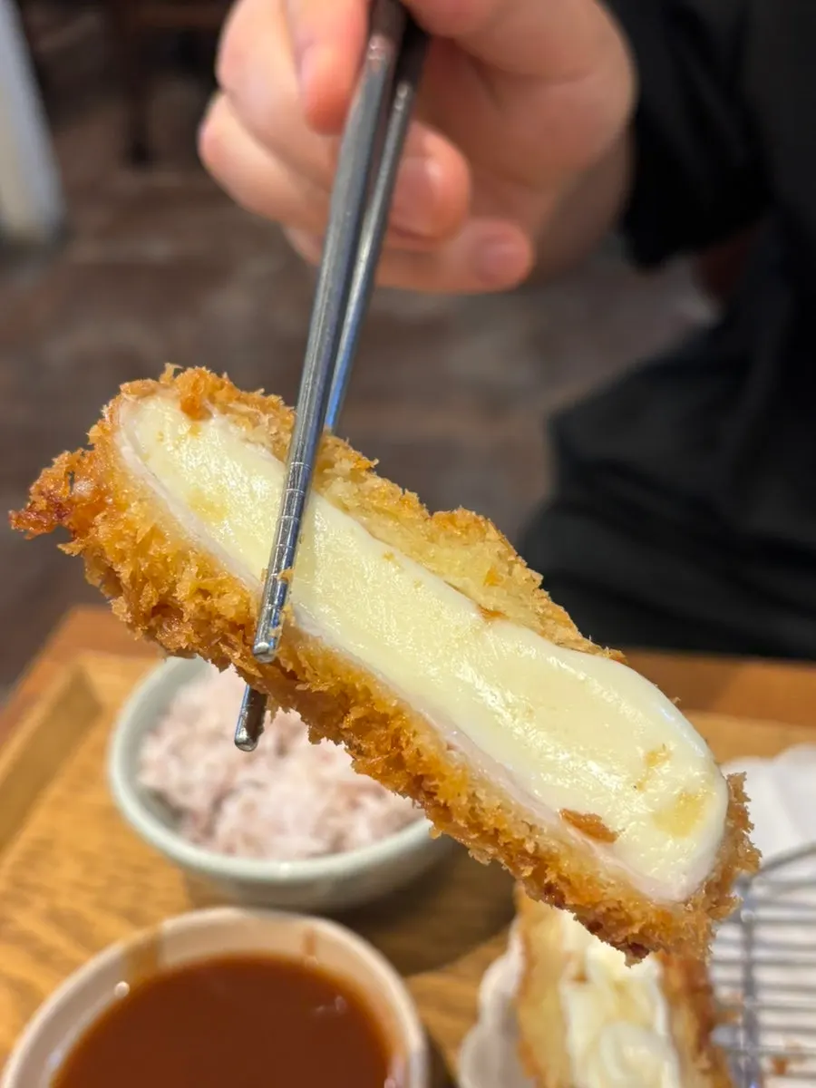 Close-up of the cheese katsu plate at Wonkwang Katsu