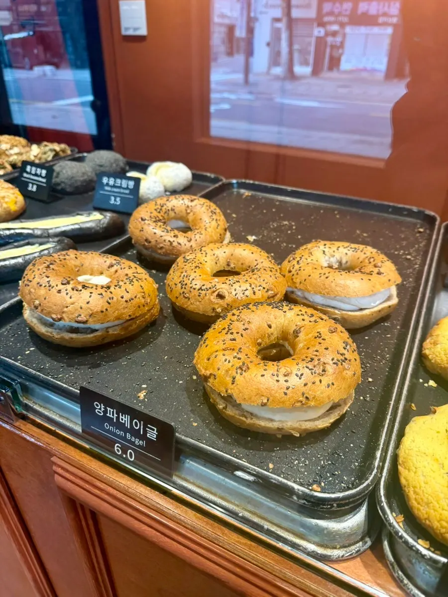 Large onion bagel from Munhwa Bakery