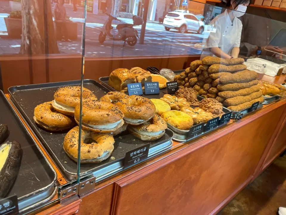 Bread price display at Munhwa Bakery