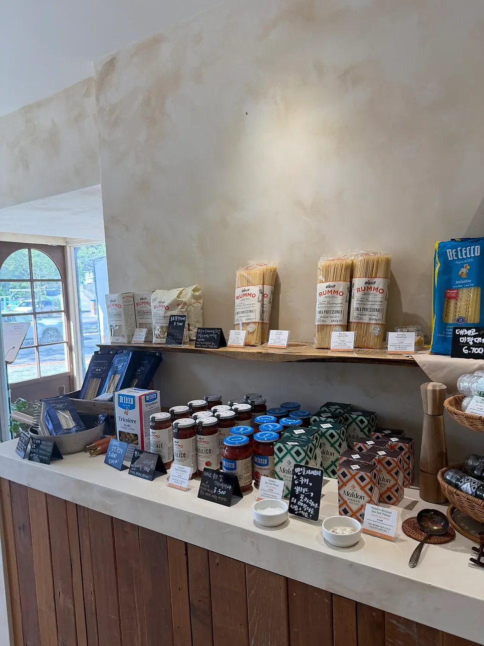 Store interior with grocery products