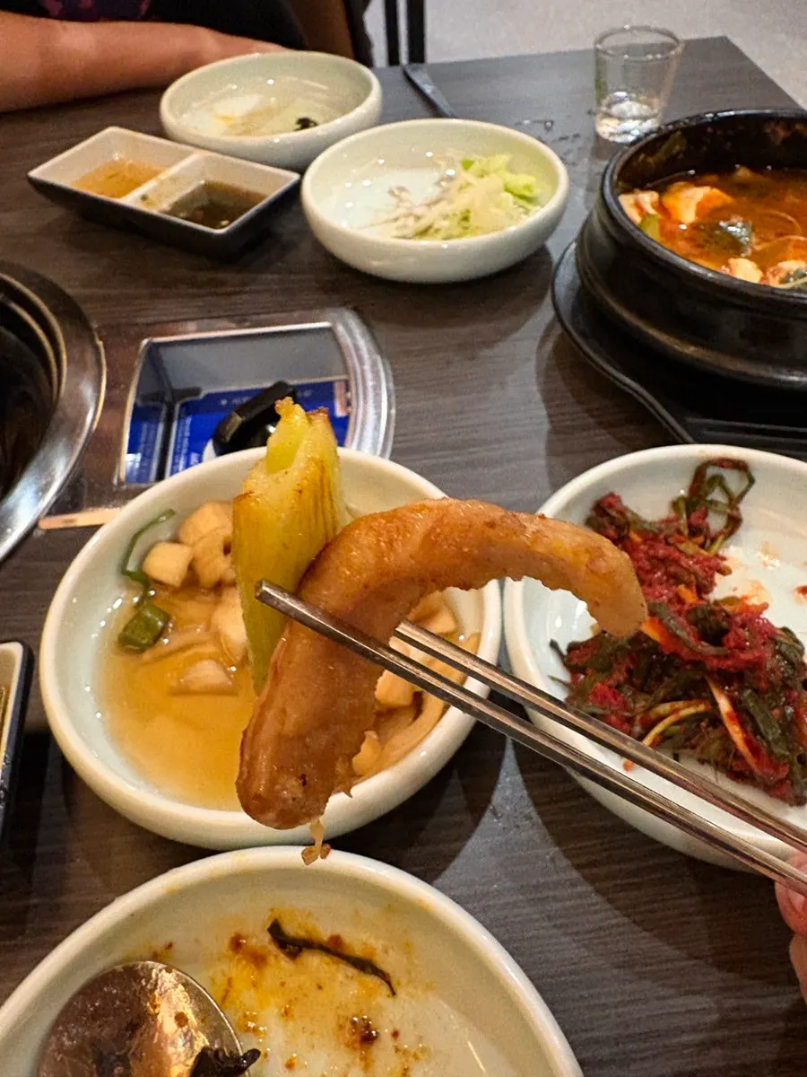 Beef gopchang full of fat, grilled with potatoes
