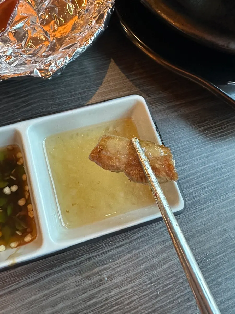 소곱창과 함께 구워지는 야채