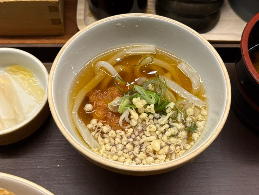 Karaage cold udon served alongside the kaisendon