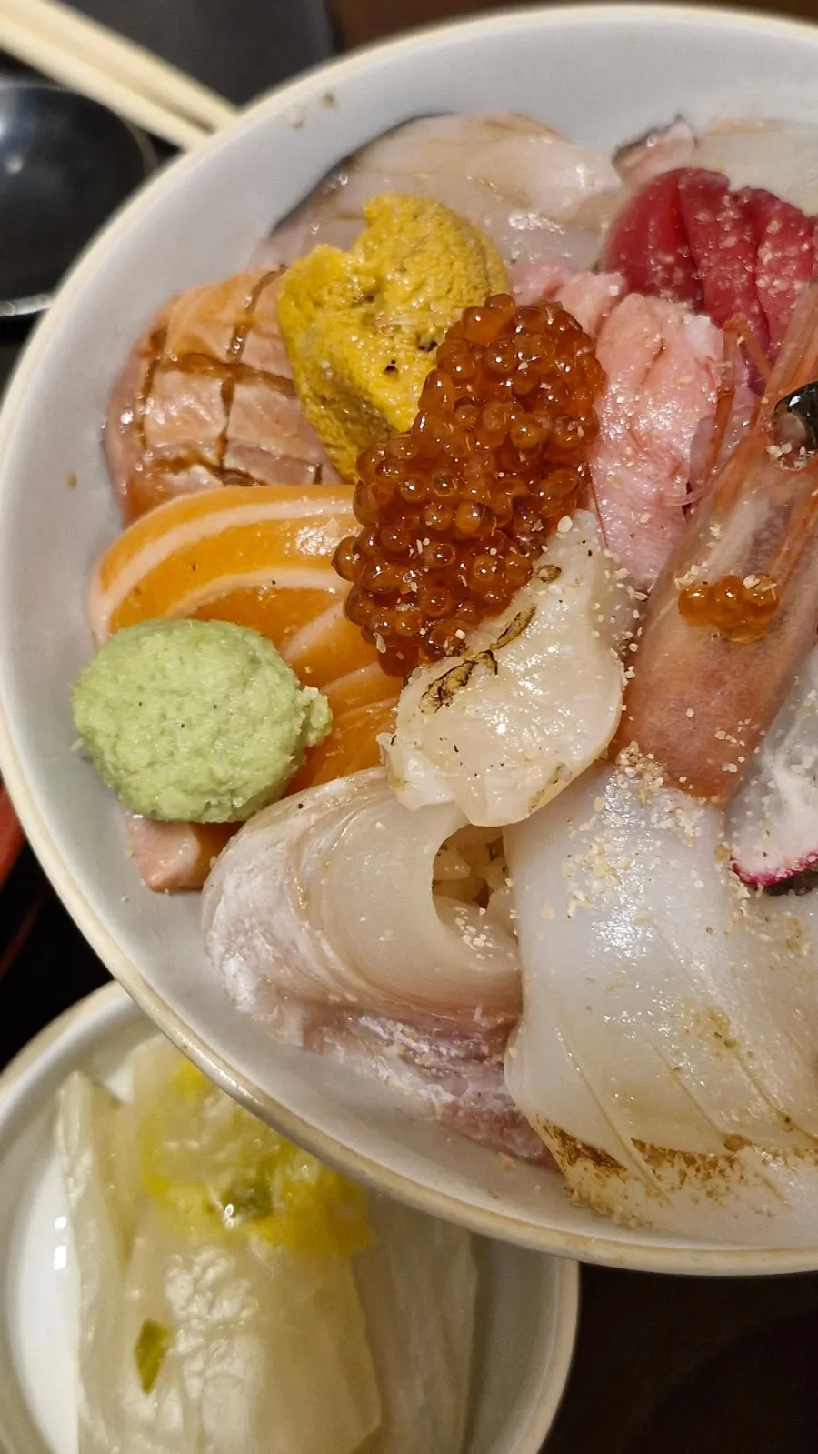 Close-up of aburi (torched) sashimi