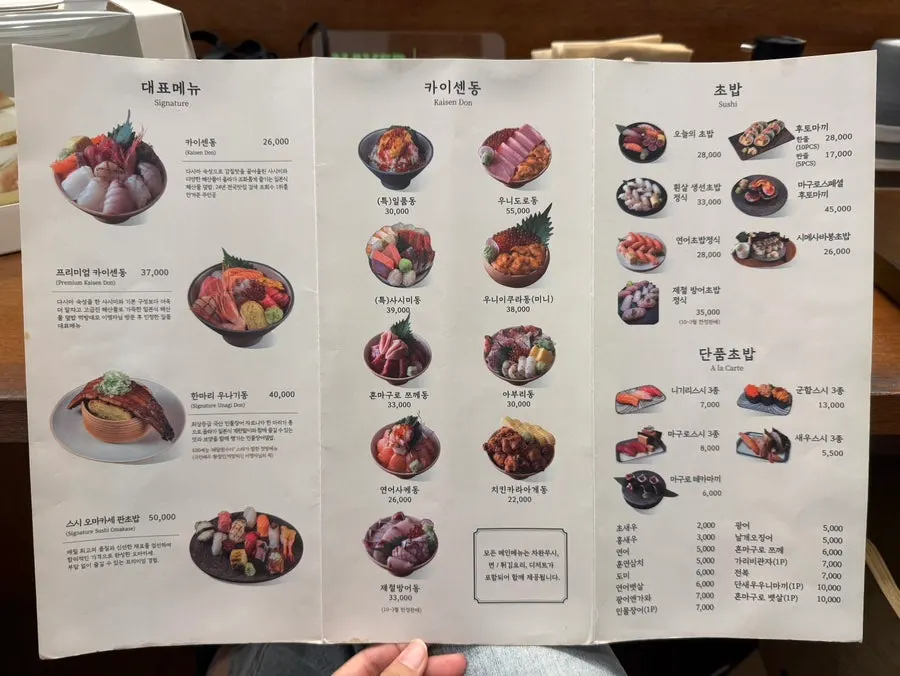 Menu board at Ilpum Magok