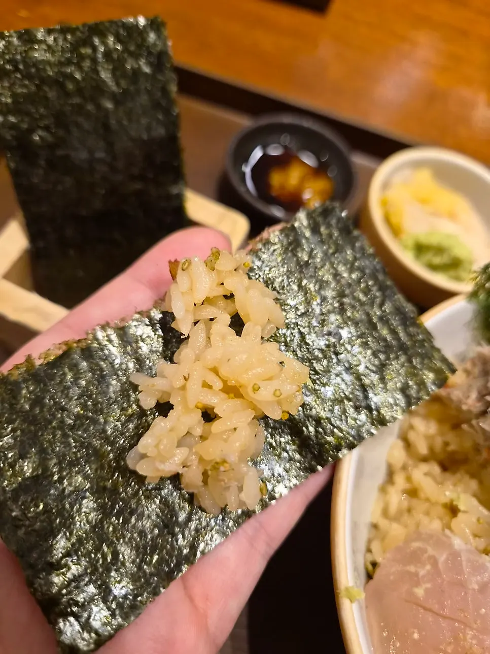 Kaisendon with seafood mixed into the rice