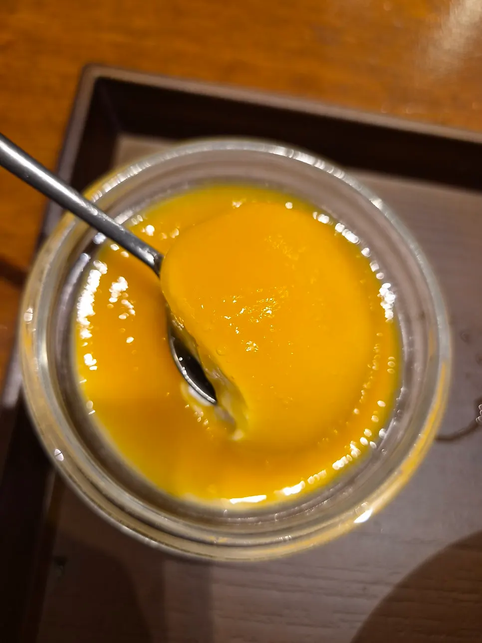 Golden mango pudding dessert