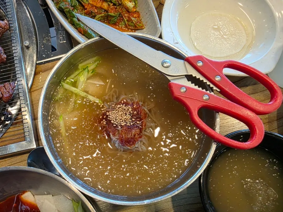 후식으로 주문한 물냉면 한 그릇