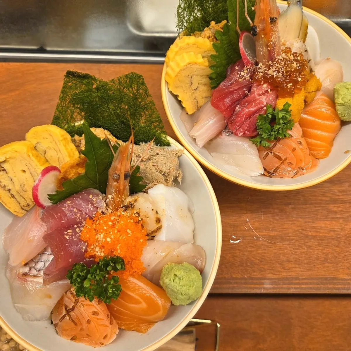 Chawanmushi steamed egg custard topped with shrimp