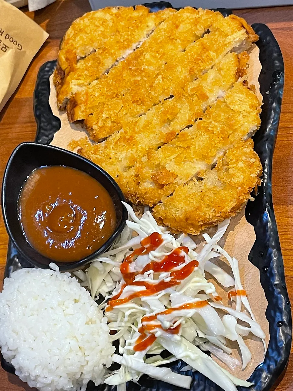 A plate of pork cutlet the kids ate