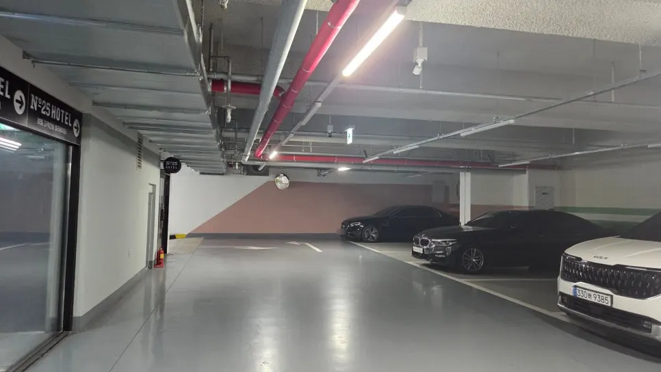 Basement parking space used when visiting Ilpum Gopchang