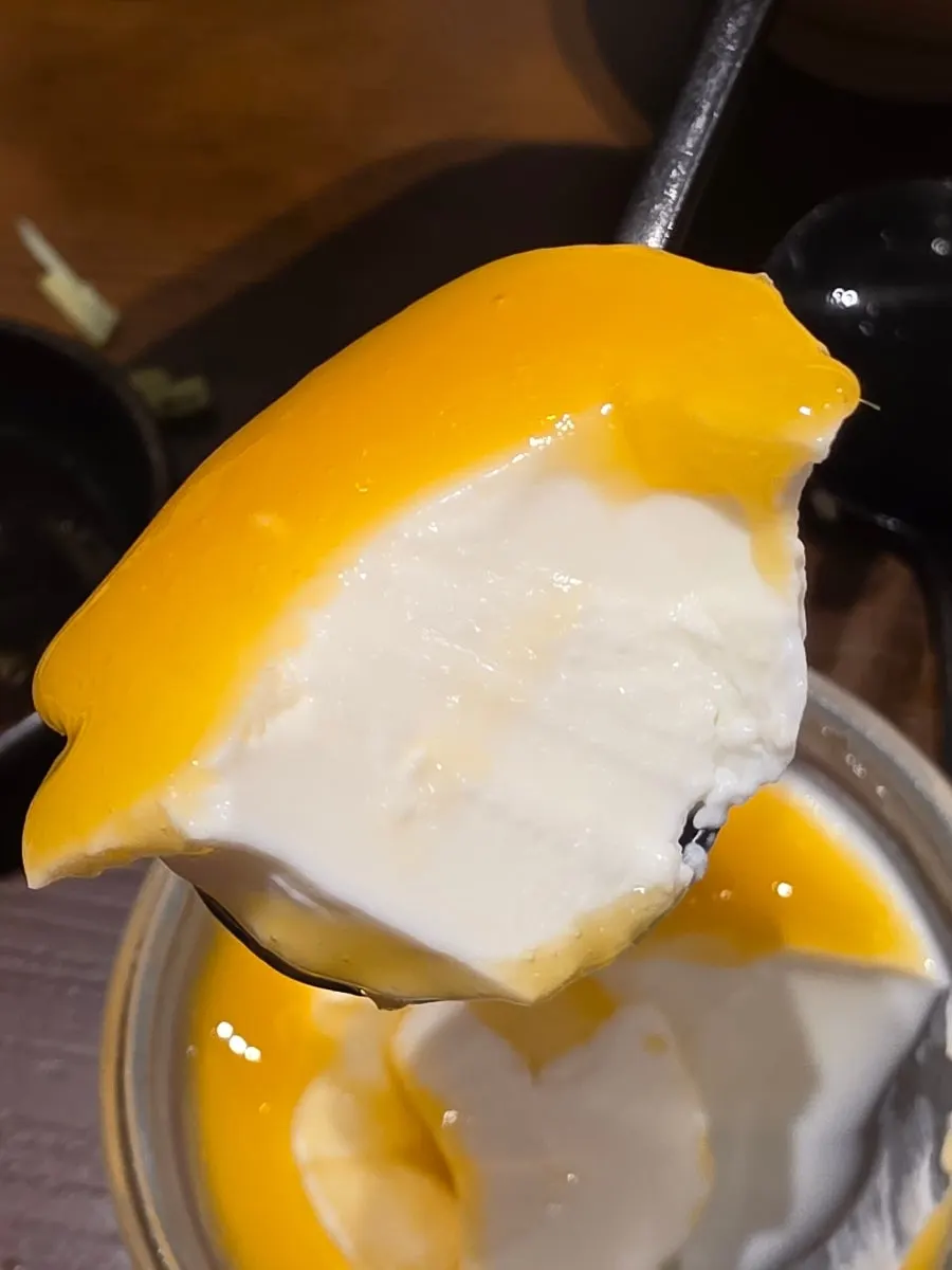 Cross-section of the cold, soft cream dessert