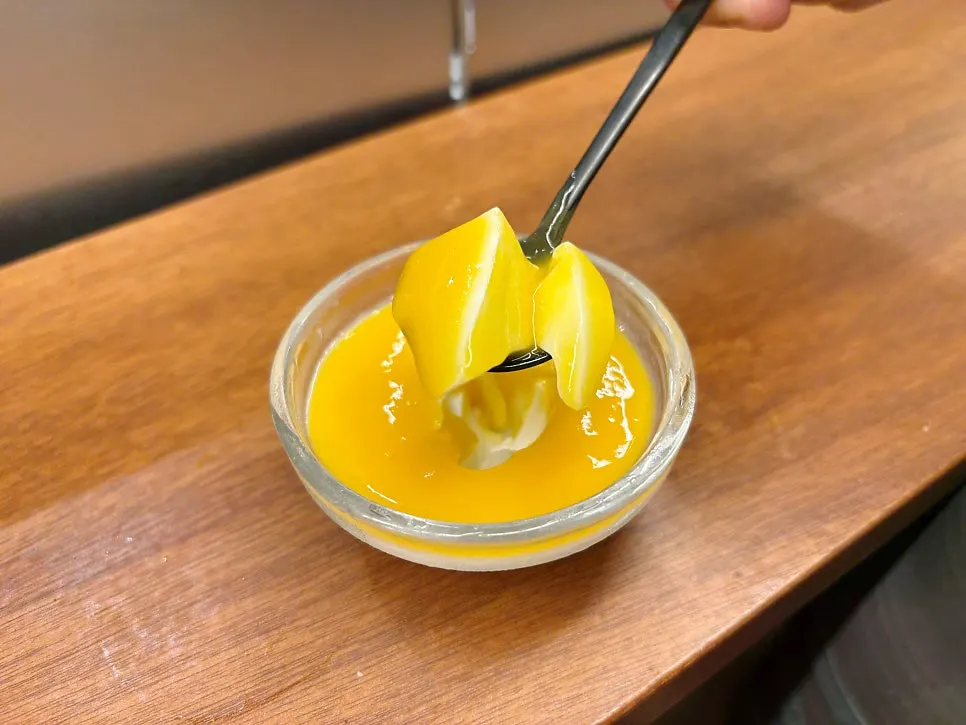 Mango panna cotta dessert to finish the meal
