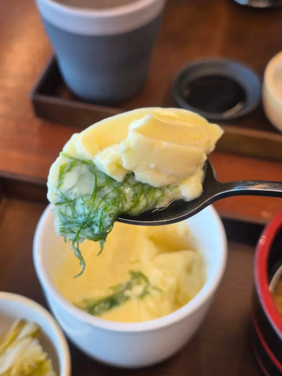 Chawanmushi steamed egg topped with gamtae