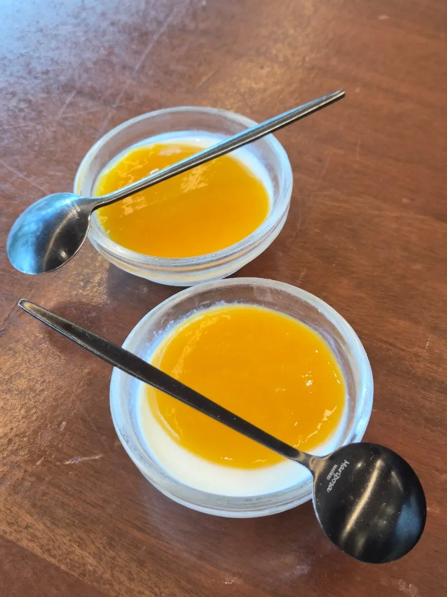 Mango jam pudding served for dessert