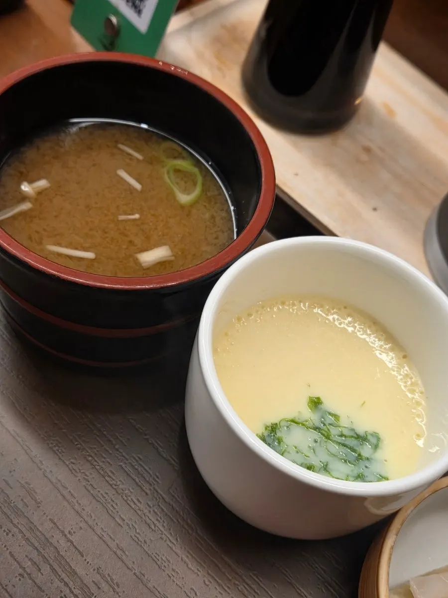 Clear broth soup served first