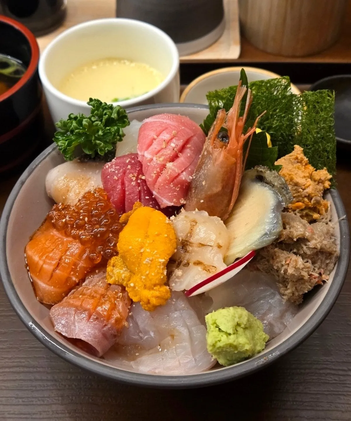 Close-up of premium kaisendon
