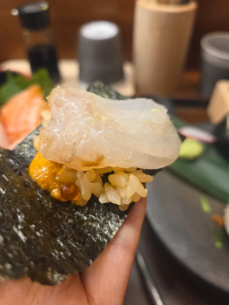 Kaisendon topped with sea urchin and salmon roe