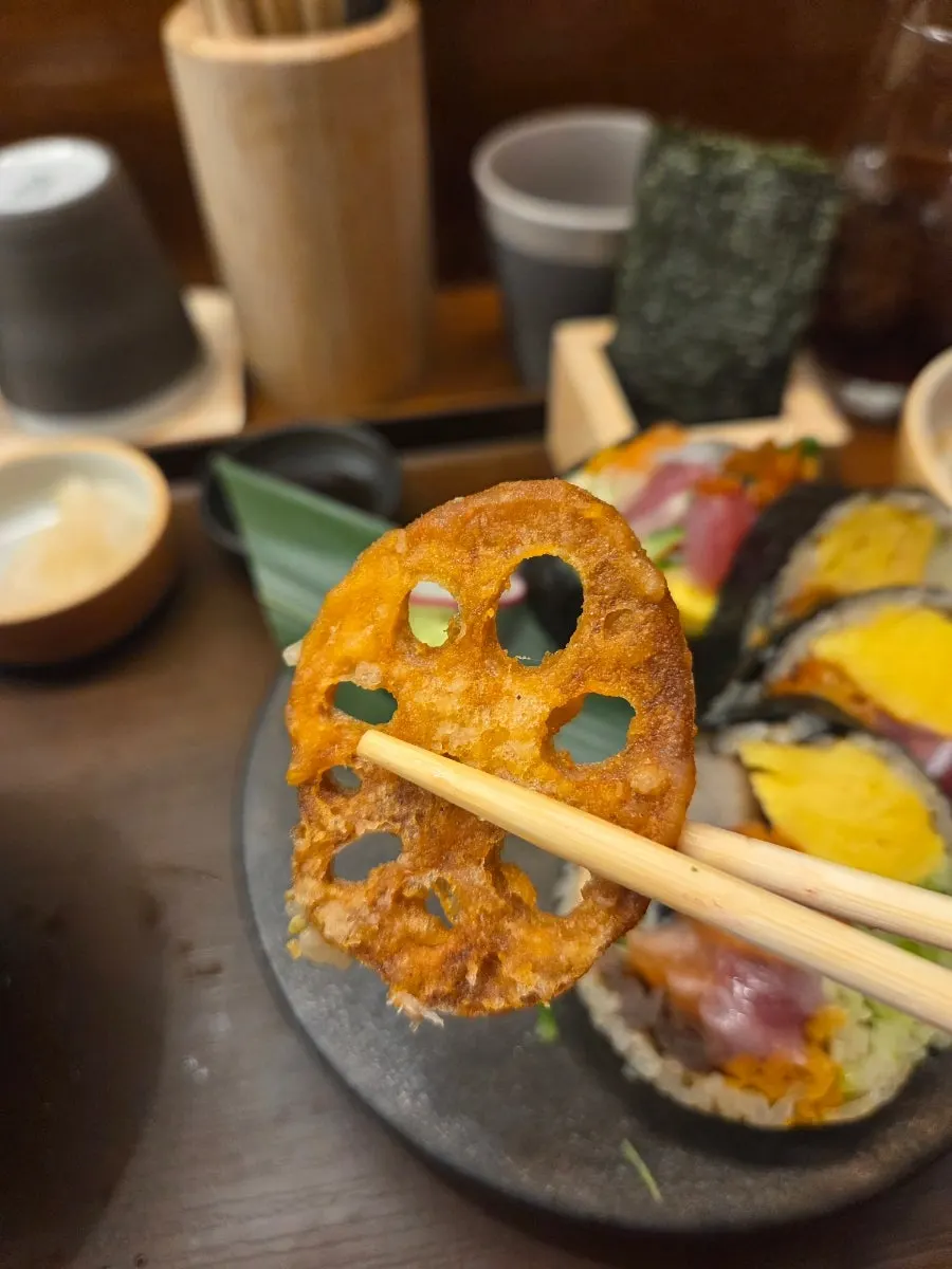 Close-up of kaisendon seafood