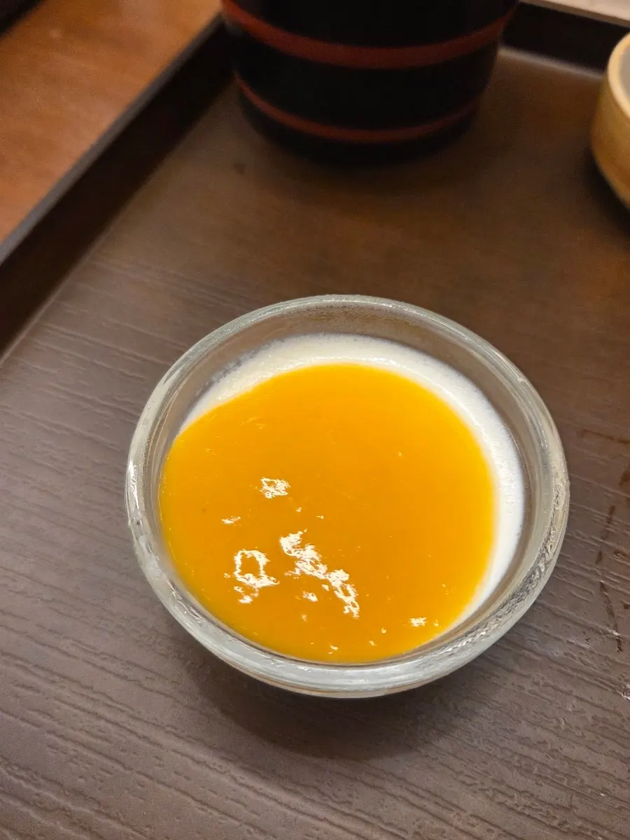 Mango pudding served as dessert