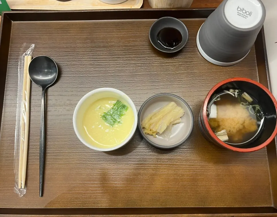 Table spread including chawanmushi at Ilpum Magok