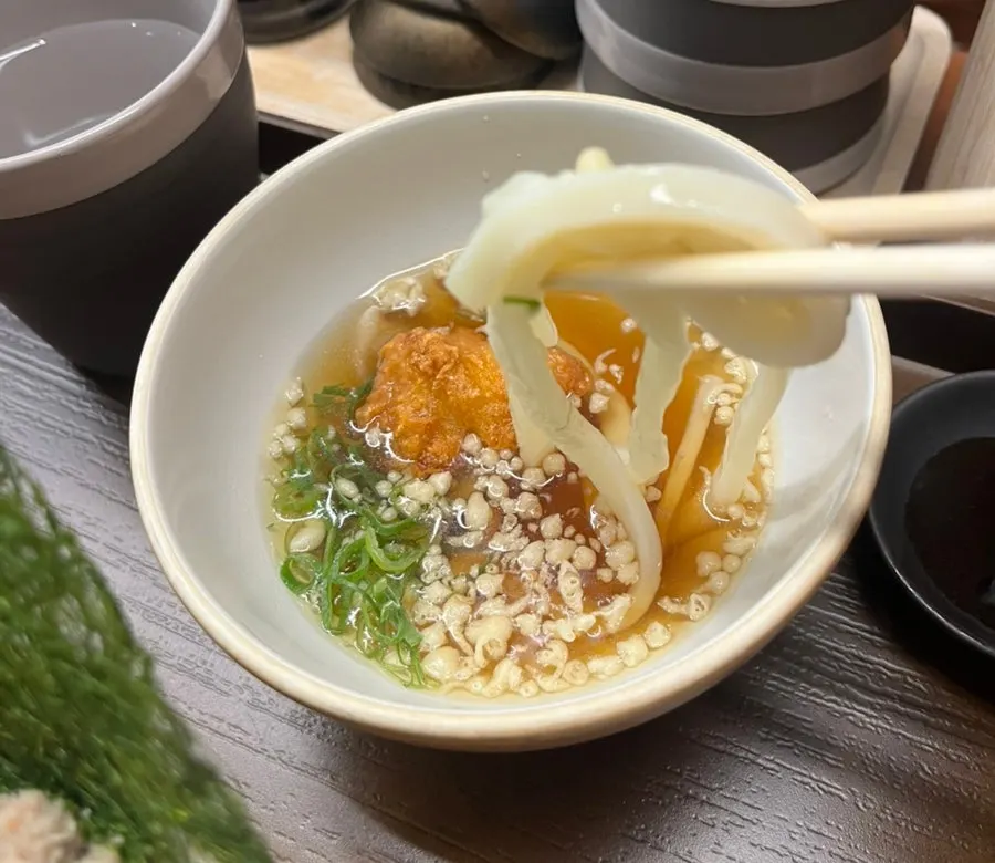 Springy cold udon noodles