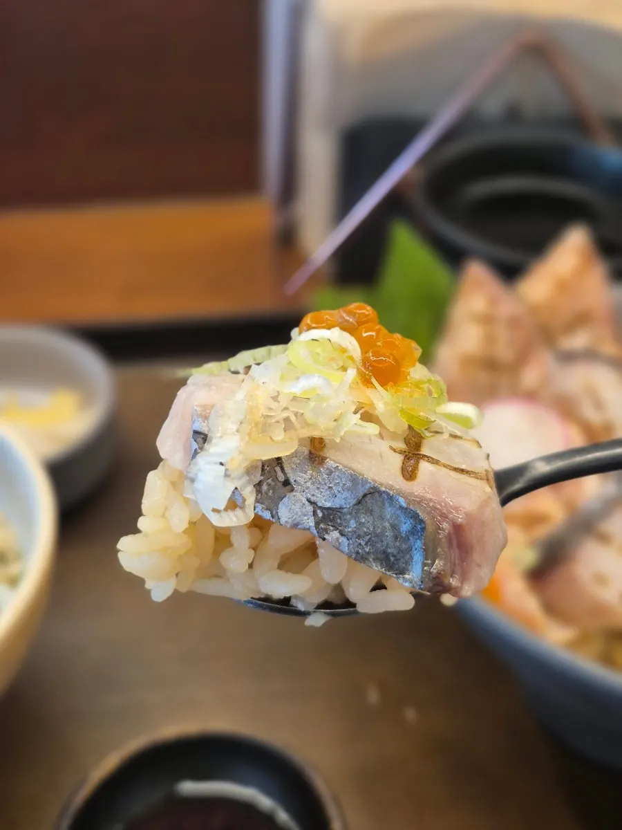 Cross-section of sashimi from the aburidon