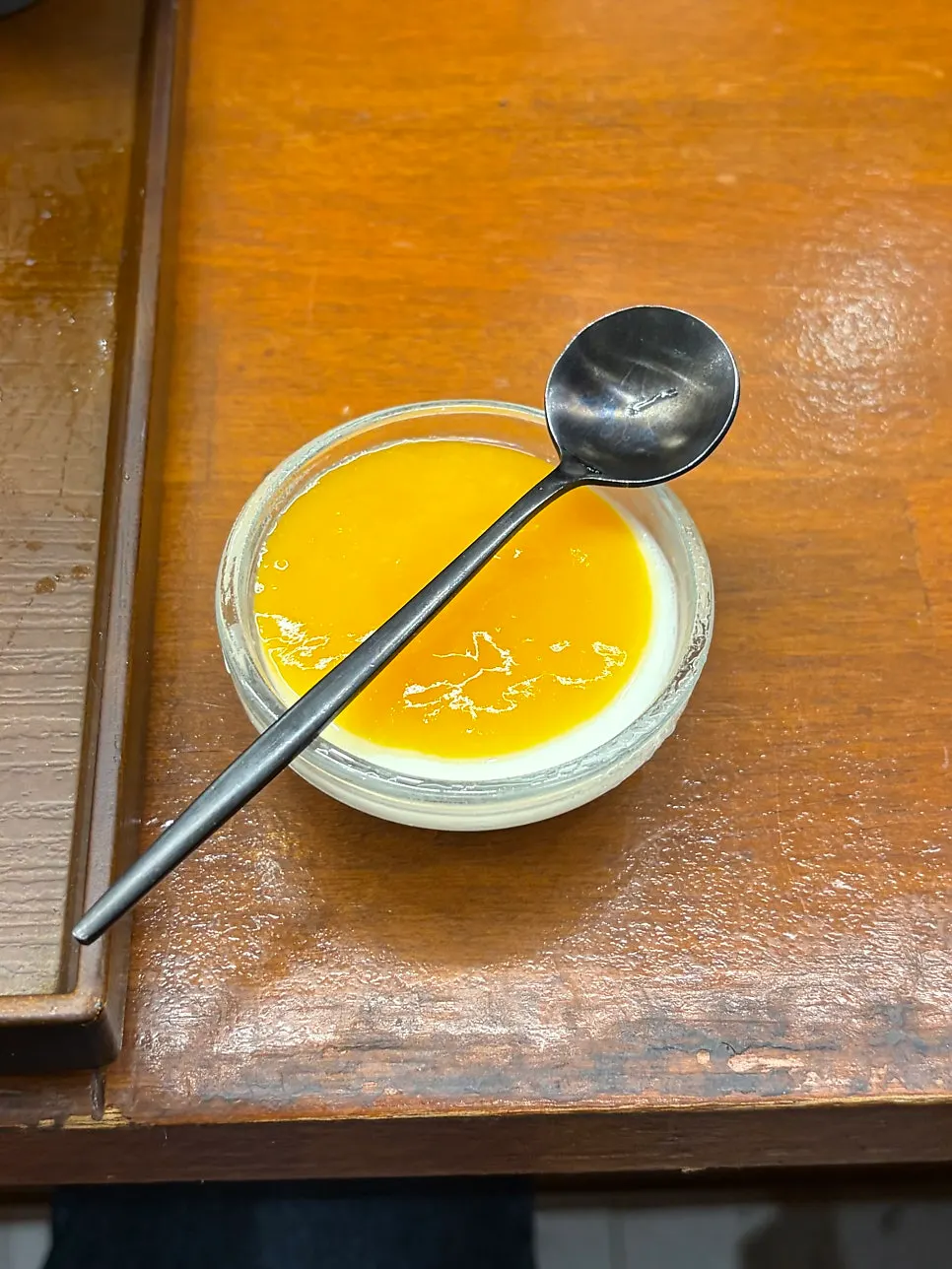 Mango milk pudding served for dessert