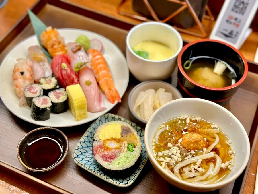 Full spread of today's sushi set