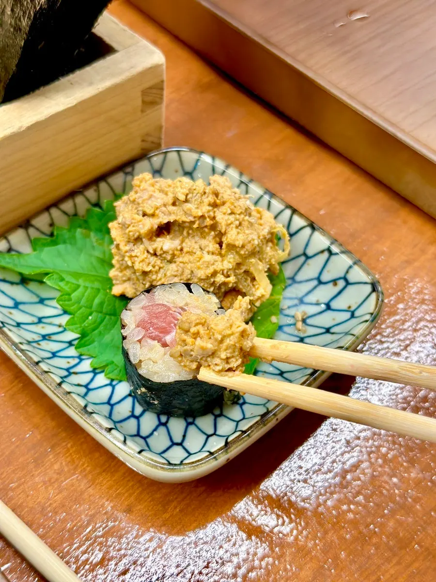 Close-up of today's sushi nigiri