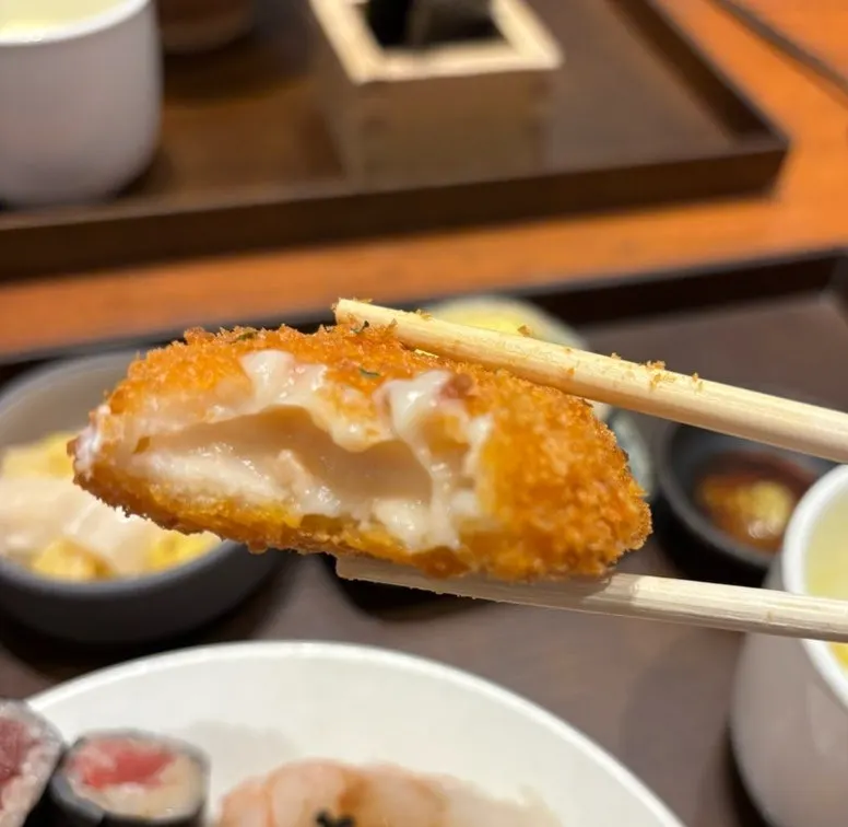 Cross-section of the moist crab cream croquette