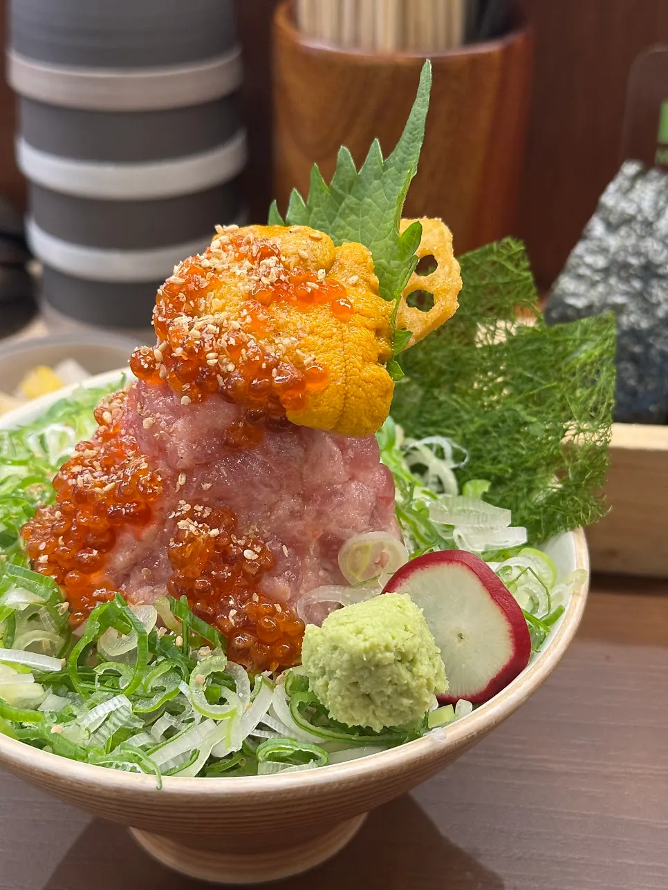 A bite of special ilpumdong on nori