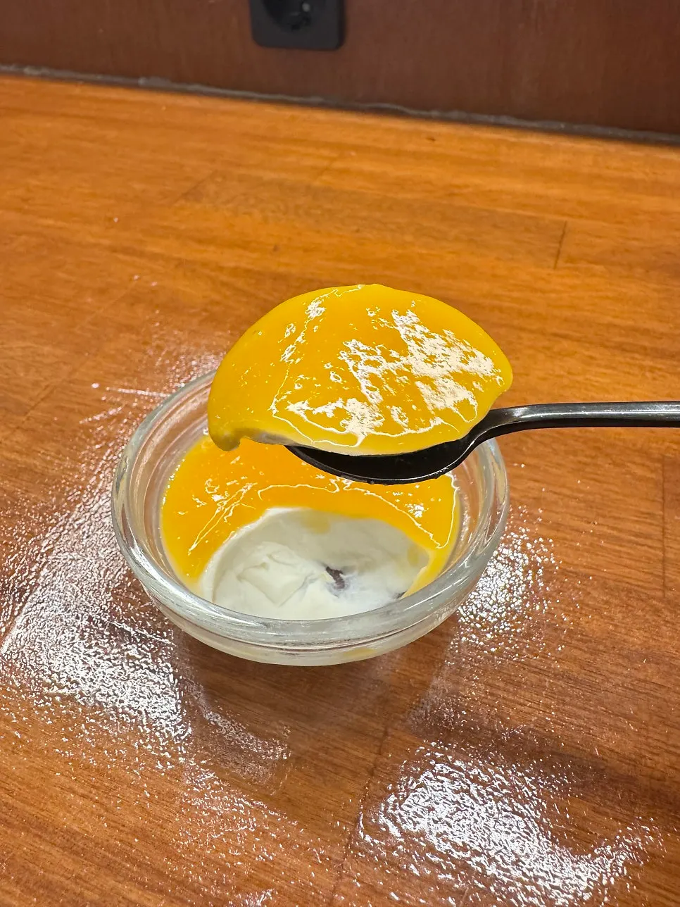 Cross-section of the pudding dessert