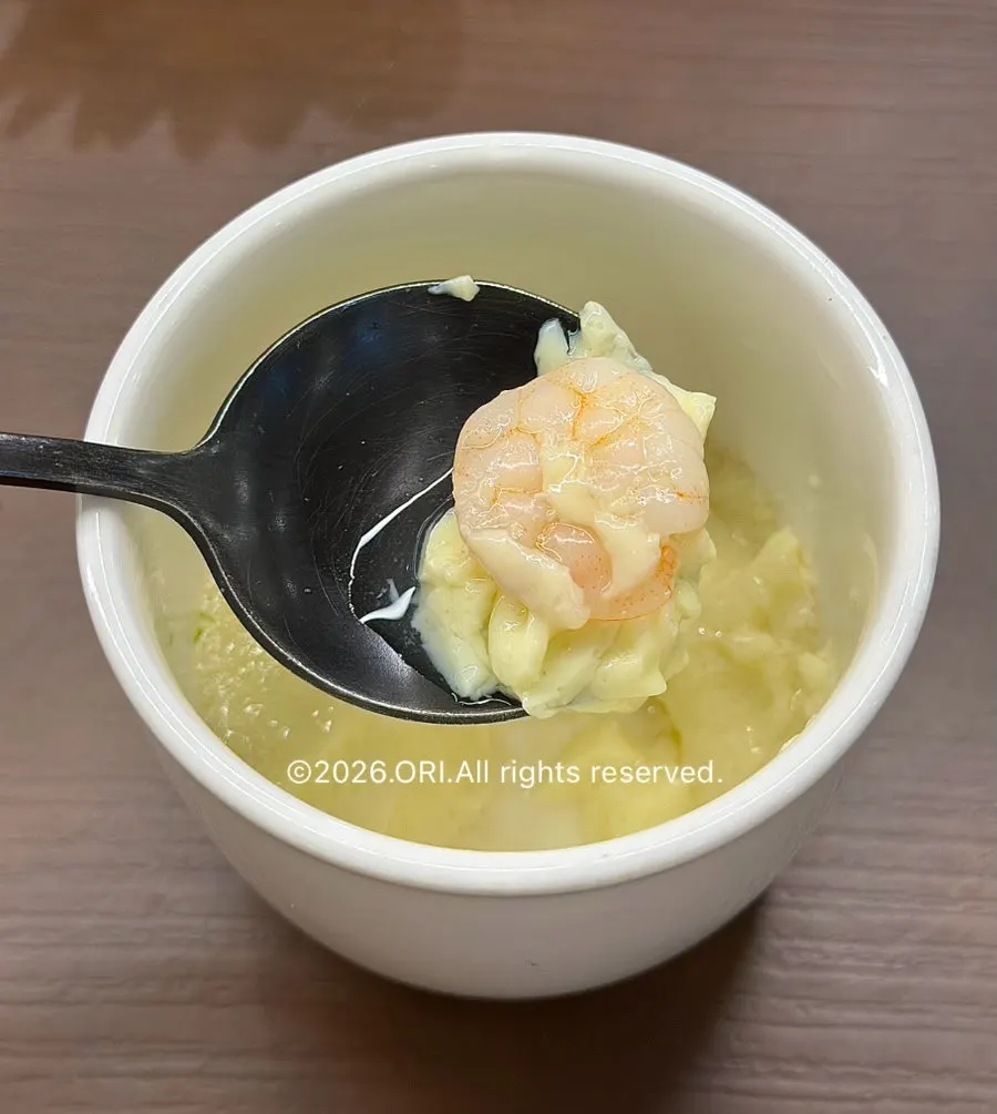Warm chawanmushi with shrimp and ginkgo nuts