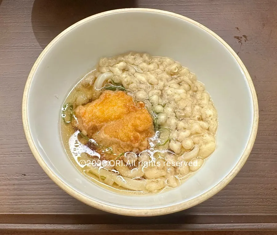 Cold udon served alongside the main dish