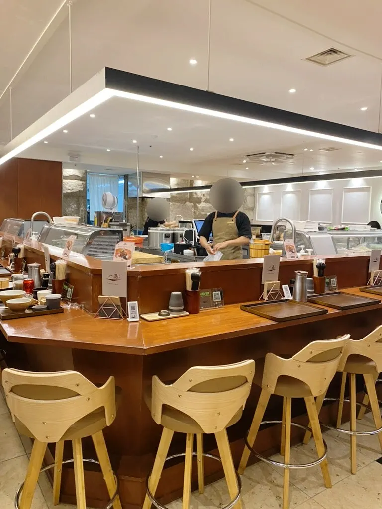 Interior of the open bar counter where the chef cooks