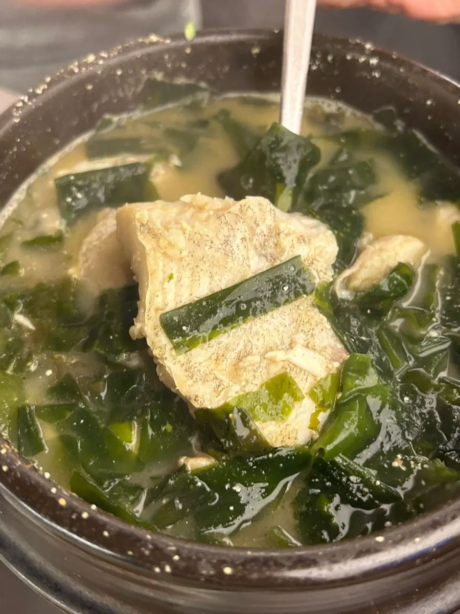 Seaweed soup packed with beef