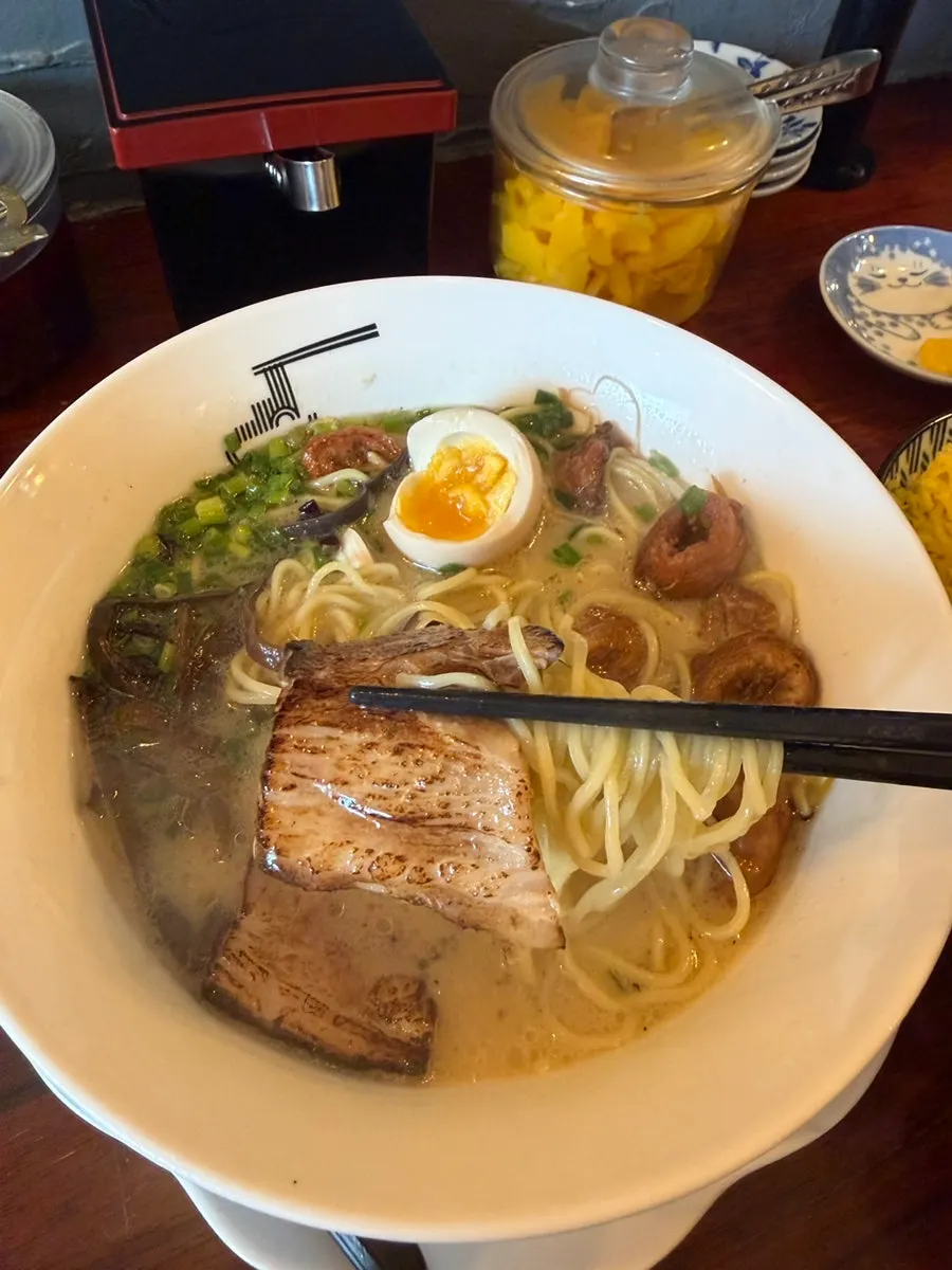 Thick chashu grilled over open flame