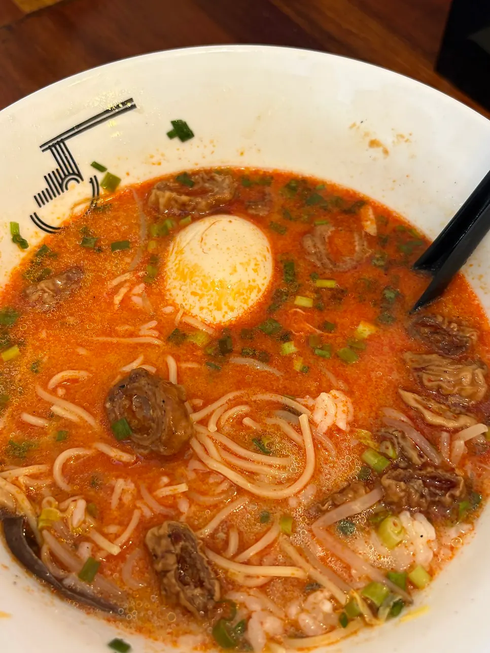 Tamago-bap dipped into the ramen broth