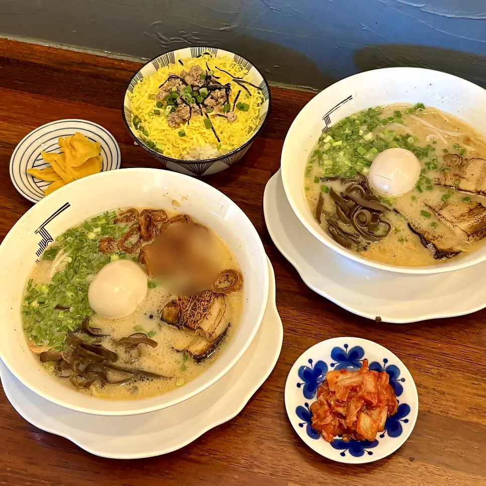 Final shot of ramen and side dishes at Gyedan Ramen