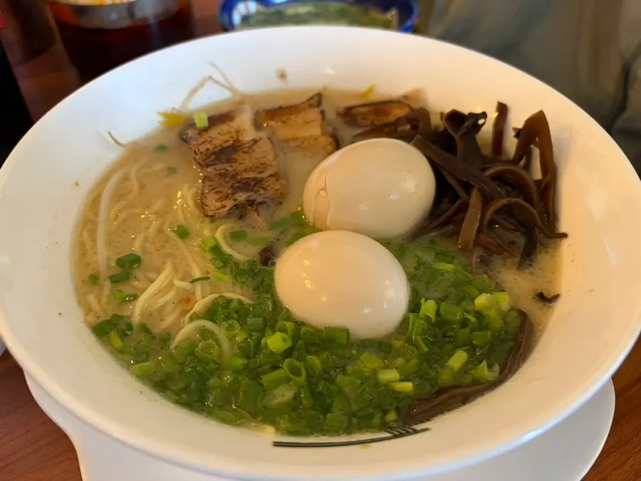 Broth and noodles at Gyedan Ramen